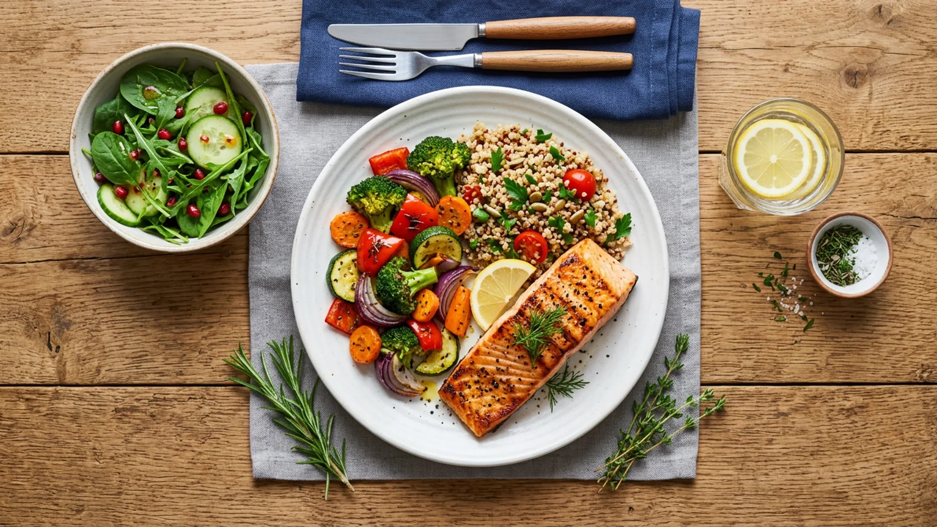 Healthy diabetic-friendly meal on a table